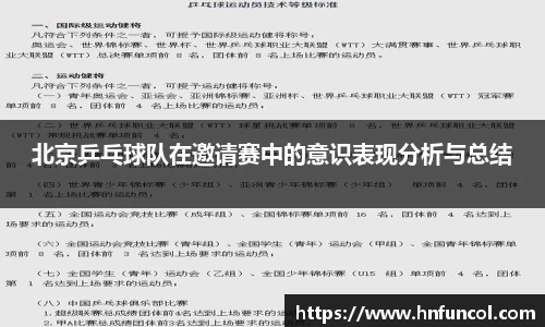 北京乒乓球队在邀请赛中的意识表现分析与总结